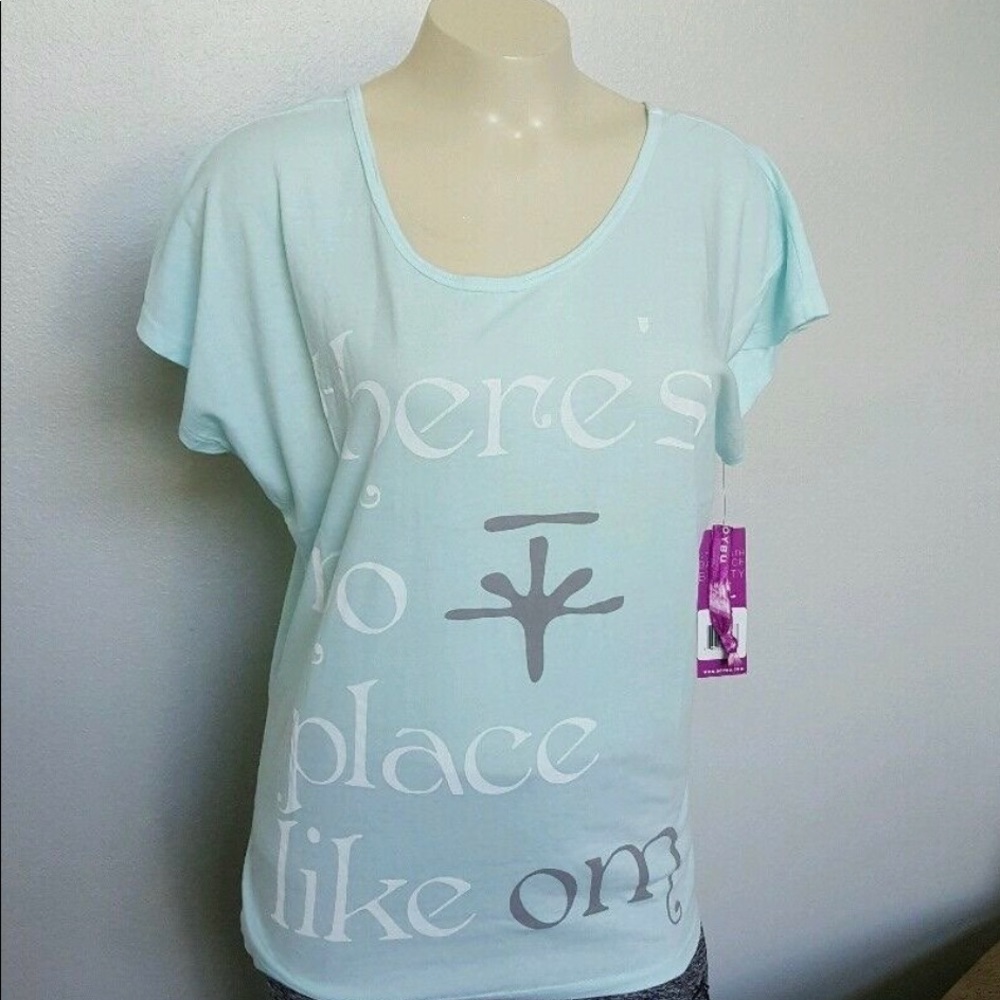Soybu Women's Yoga Top "There's No Place Like Om" Graphic Tee Echo XS XSmall NWT